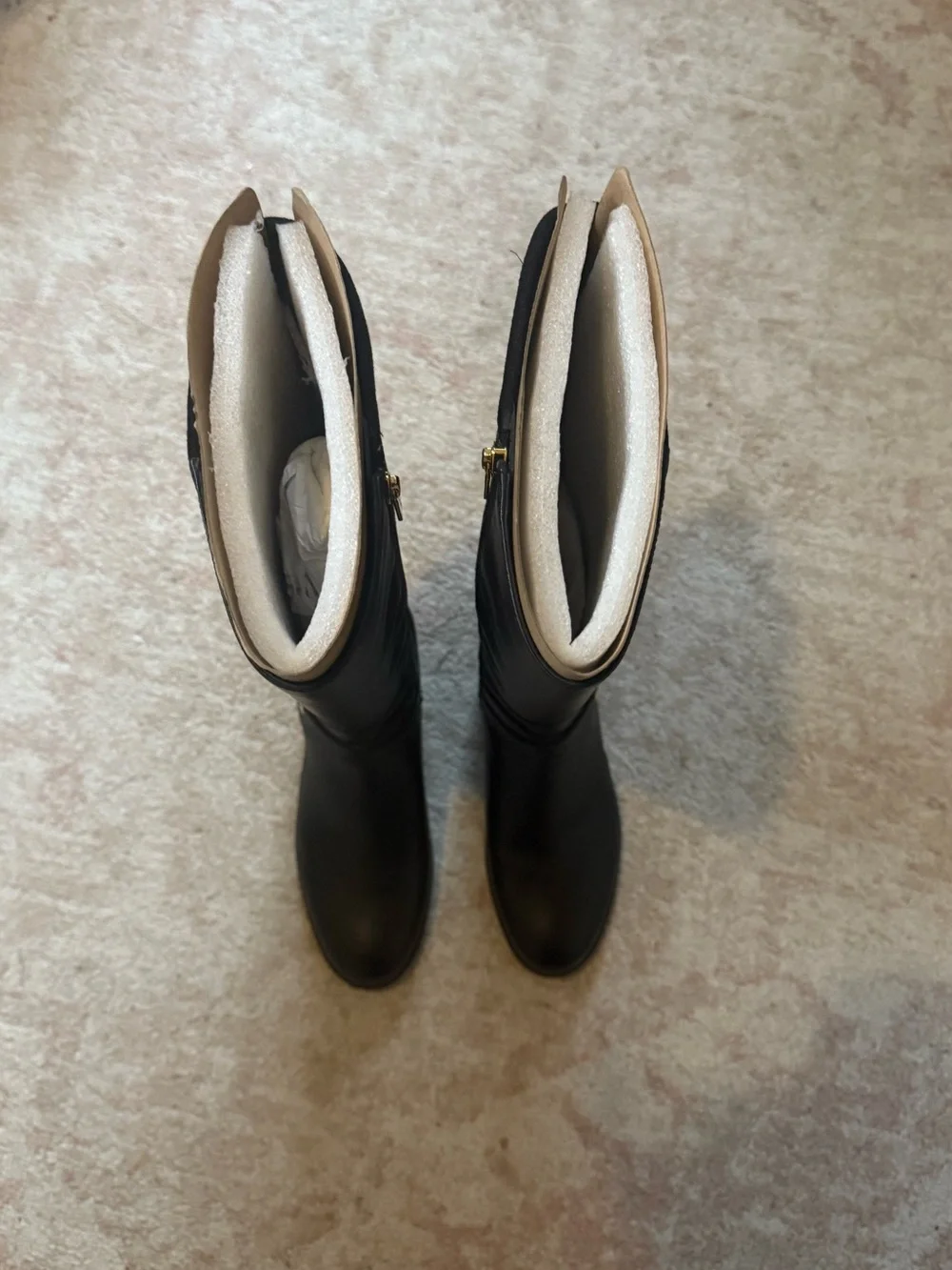 Michael Kors Black Over-the-Knee Riding Boots with Gold MK Emblem